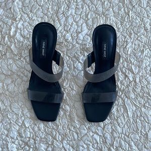 NINE WEST clear / black heels